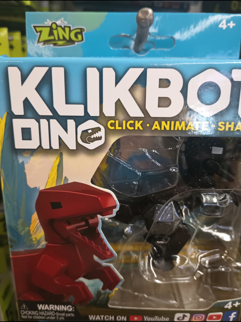 Ing Klikbot Dino Red and Black Interactive Click-to-Animate Dinosaur